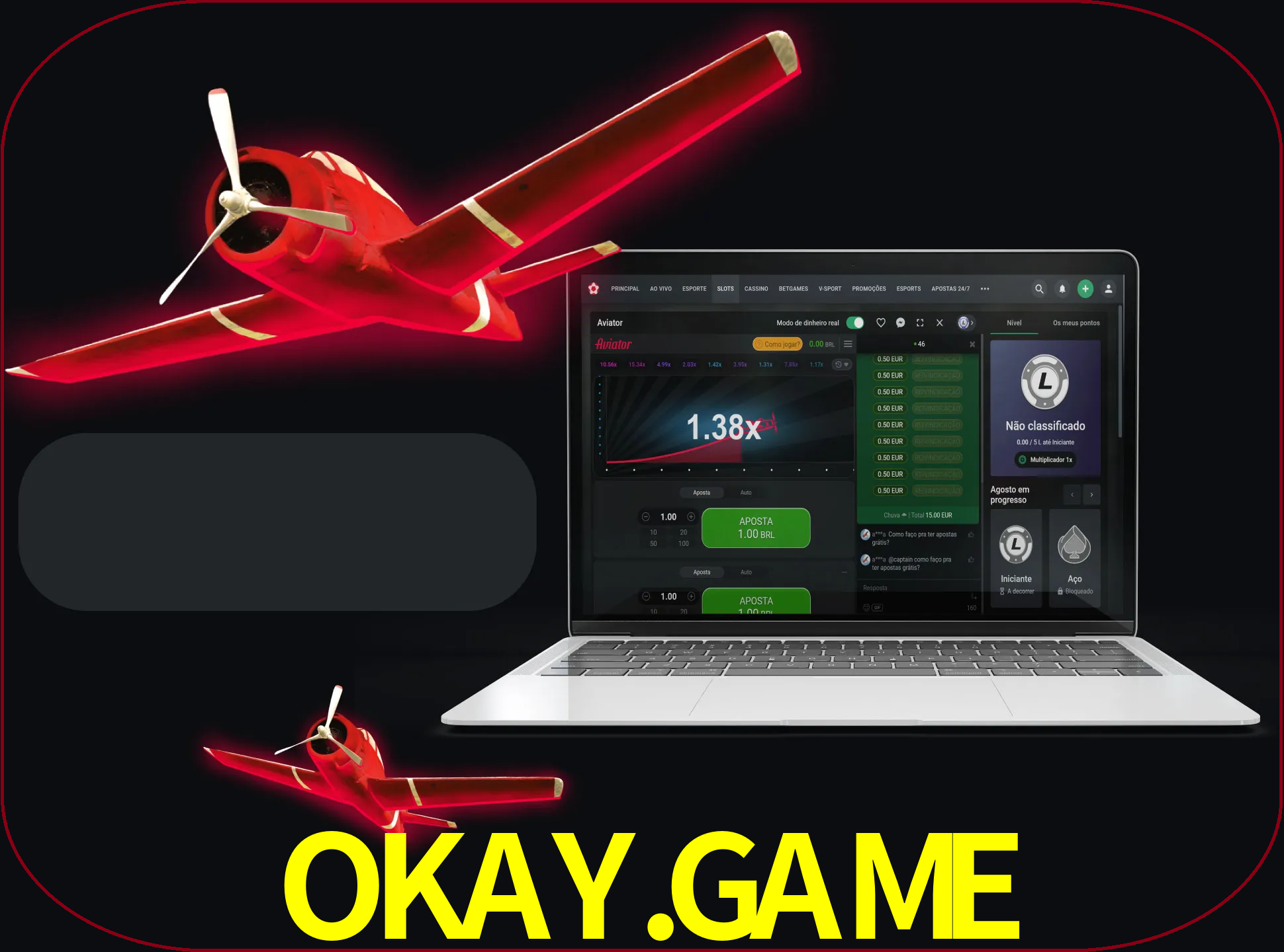 Vá para a seção de caça-níqueis e inicie o jogo Aviator.
