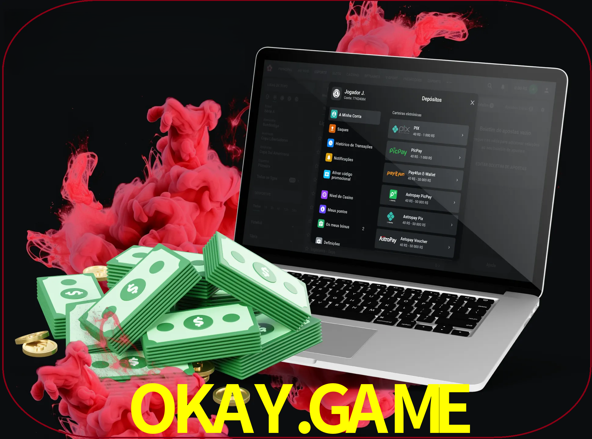 Para efetuar um depósito na sua conta okay.game, basta escolher o método de depósito e especificar o montante.