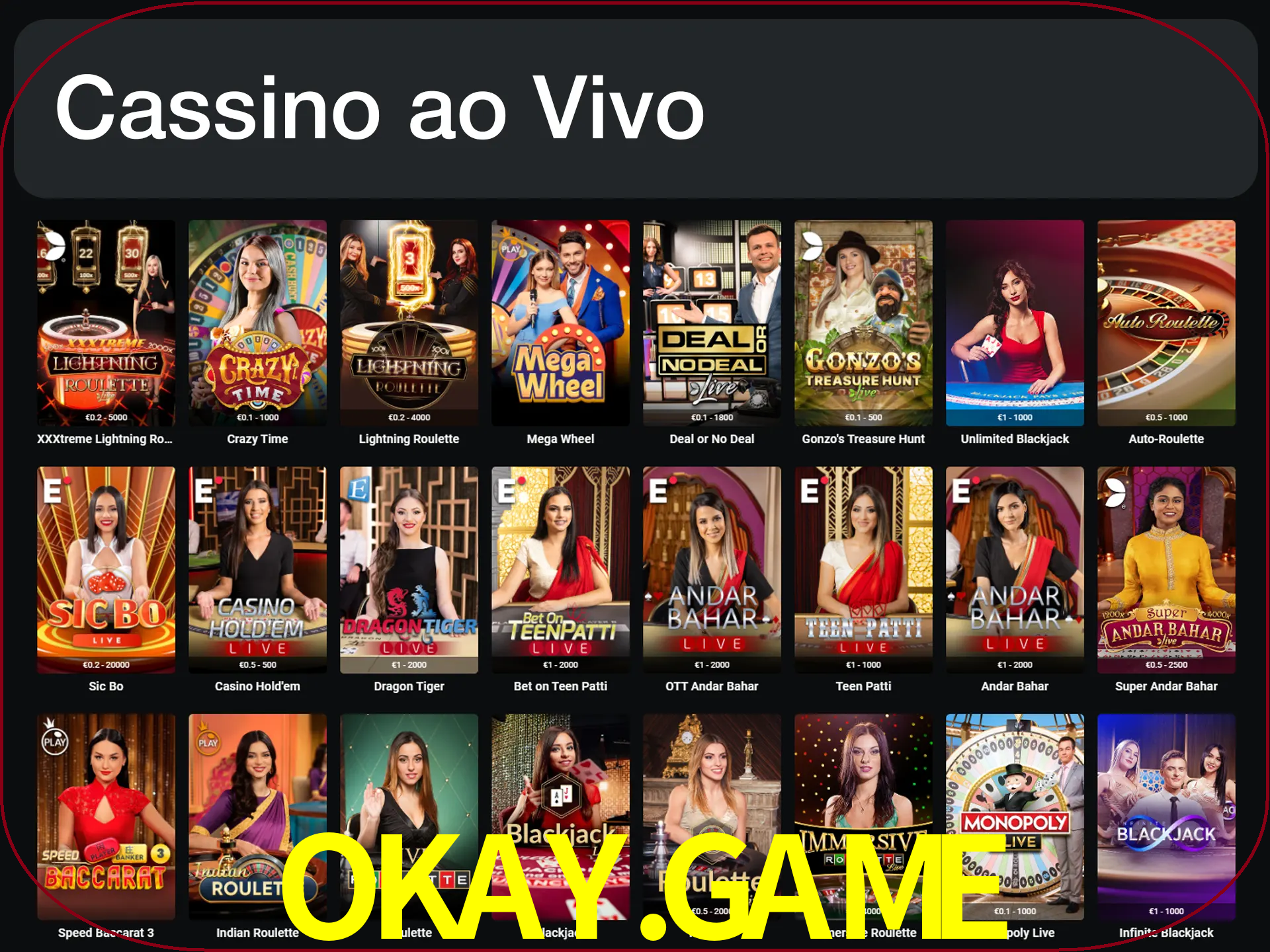 Jogue jogos de cassino com um verdadeiro dealer.
