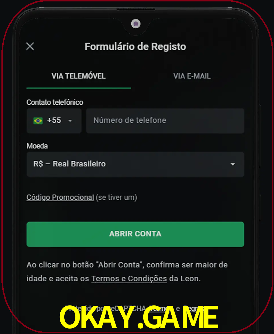 Abra o aplicativo e inicie o processo de registro.
