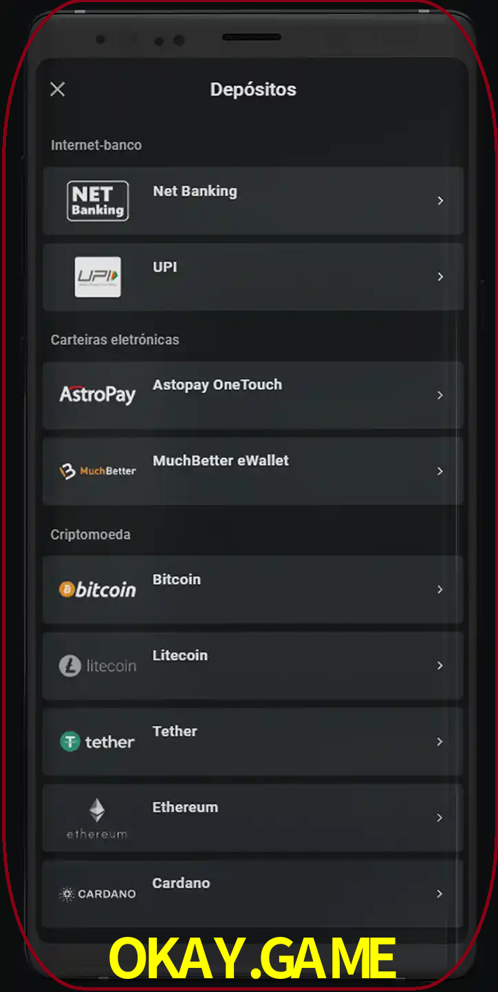 Você pode usar métodos alternativos de depósito.