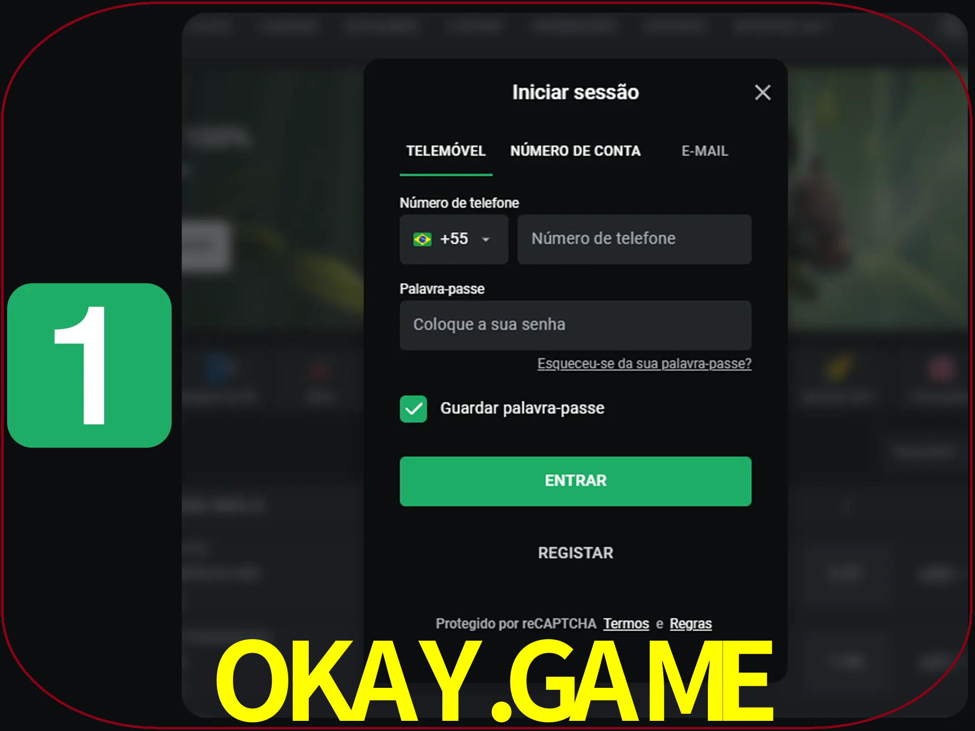 Clique no botão Entrar.
